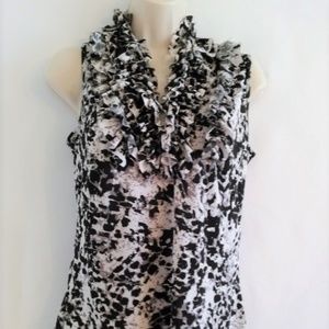 Essentials by Milano Black and White Frilly Top S